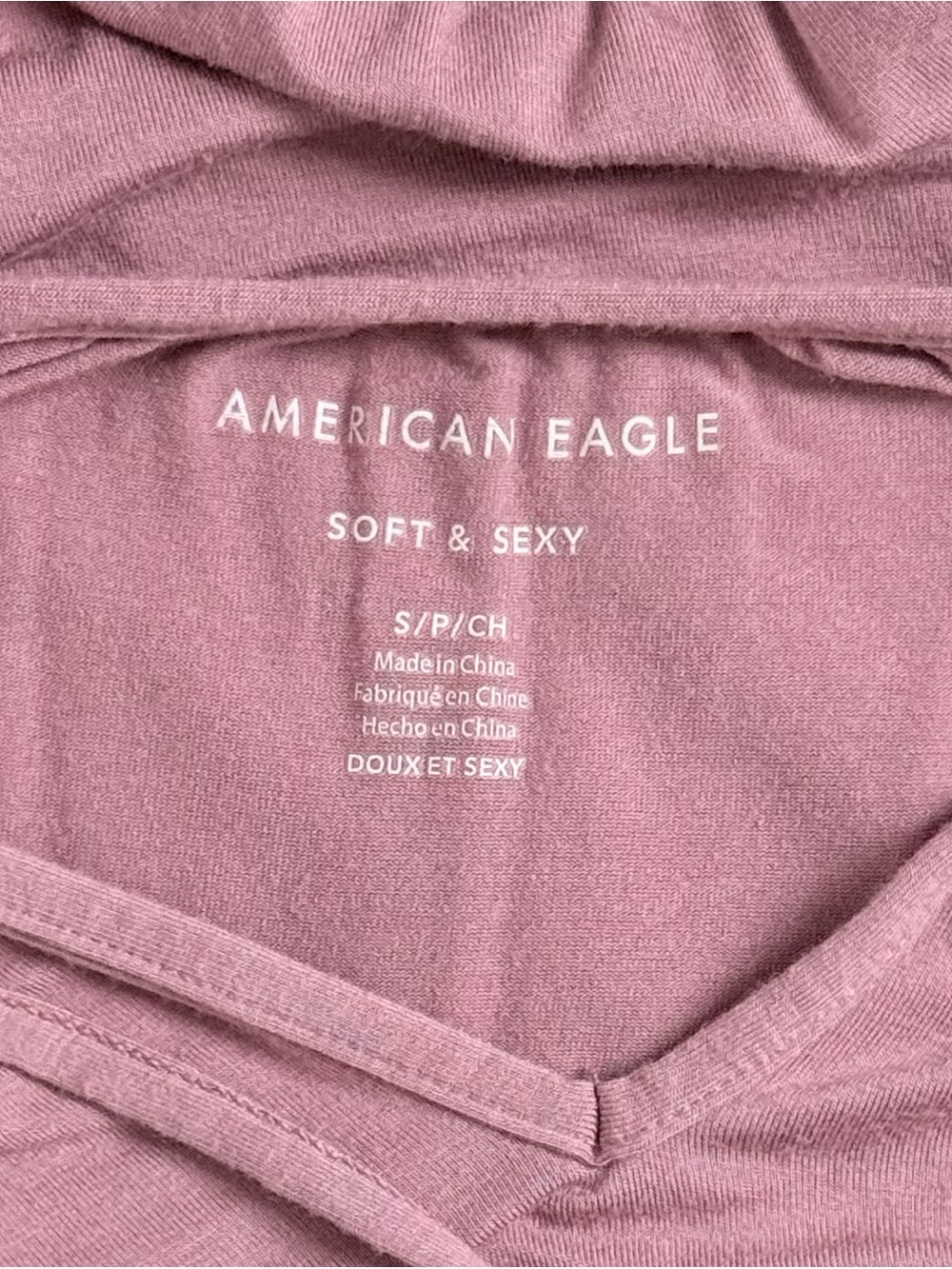 American Eagle Soft & Sexy Dusty Rose Smocked Hem Tie-Front Long Sleeve Top - Picture 4 of 5
